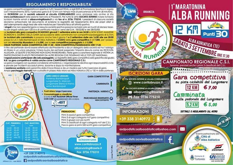 Alba Running: sulla riviera (Alba e Tortoreto) la prima edizione della gara podistica