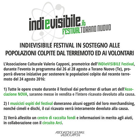 Torano Nuovo, IndieVisibile: nel Festival solidarietà per i terremotati