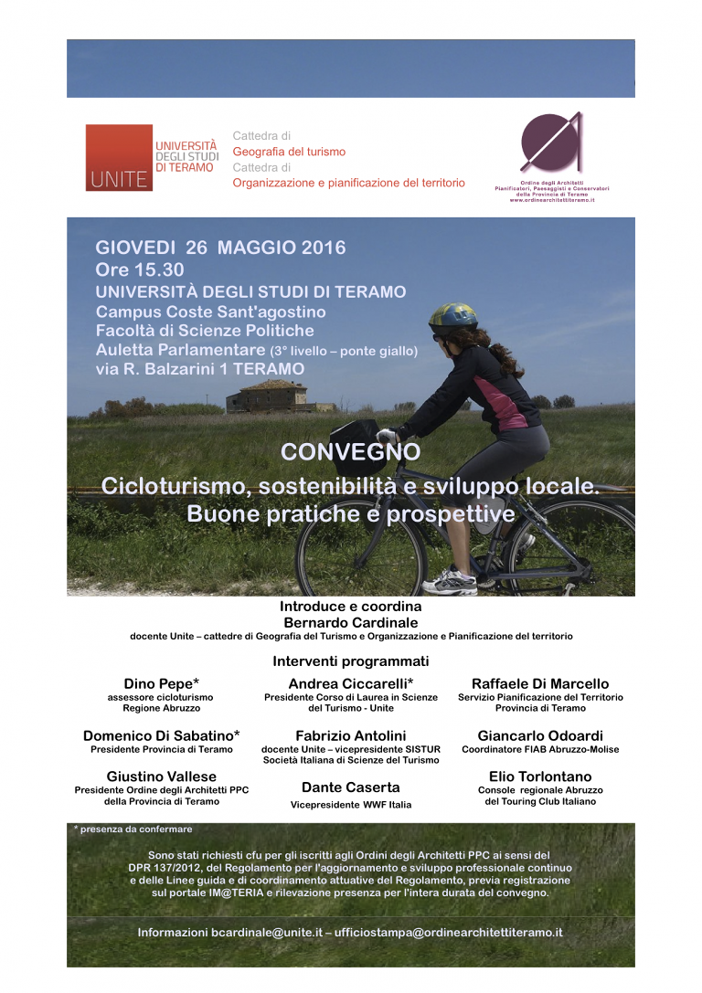 Cicloturismo e sostenibilità: convegno all’Università di Teramo