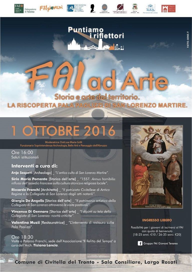 Civitella, “Fai ad Arte”: presentazione del restauro della Pala Paolizzi