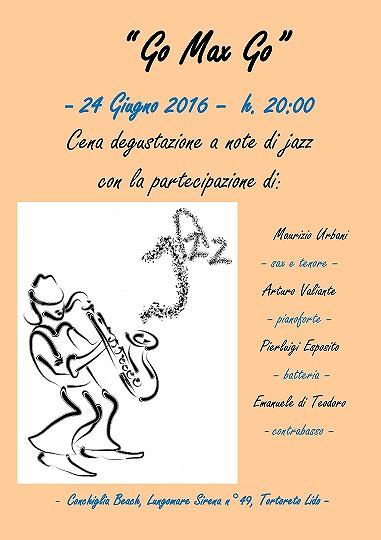 ‘Go Max Go’, cena a ritmo di jazz – Maurizio Urbani Quartet – venerdì 24 giugno – Conchiglia Beach| Tortoreto