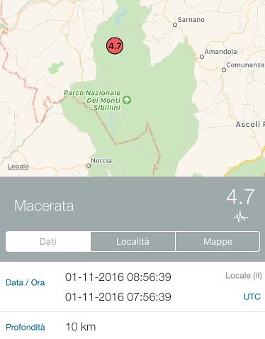 Terremoto, ancora scosse: 4.7 a Macerata