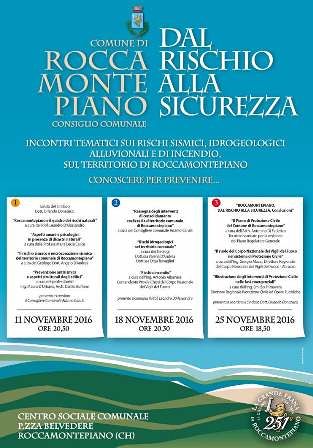 Roccamontepiano, ‘Dal rischio alla sicurezza’: ciclo di incontri sulla prevenzione ai rischi naturali