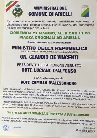 Arielli, incontro con Claudio De Vincenti, Luciano D’Alfonso e Camillo D’Alessandro