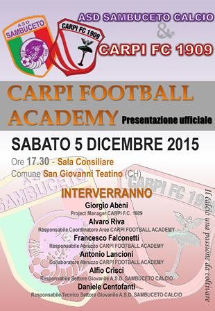 San Giovanni Teatino, in Comune la presentazione della Carpi Football Academy
