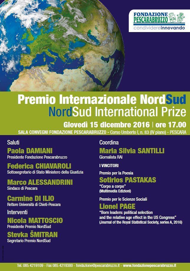 Pescara, Premio internazionale NordSud: ecco i vincitori