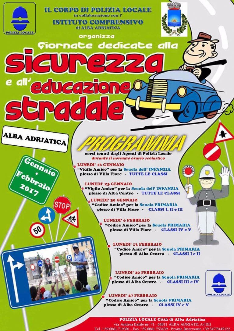 Alba Adriatica, vigili urbani a scuola per tenere lezioni di sicurezza stradale