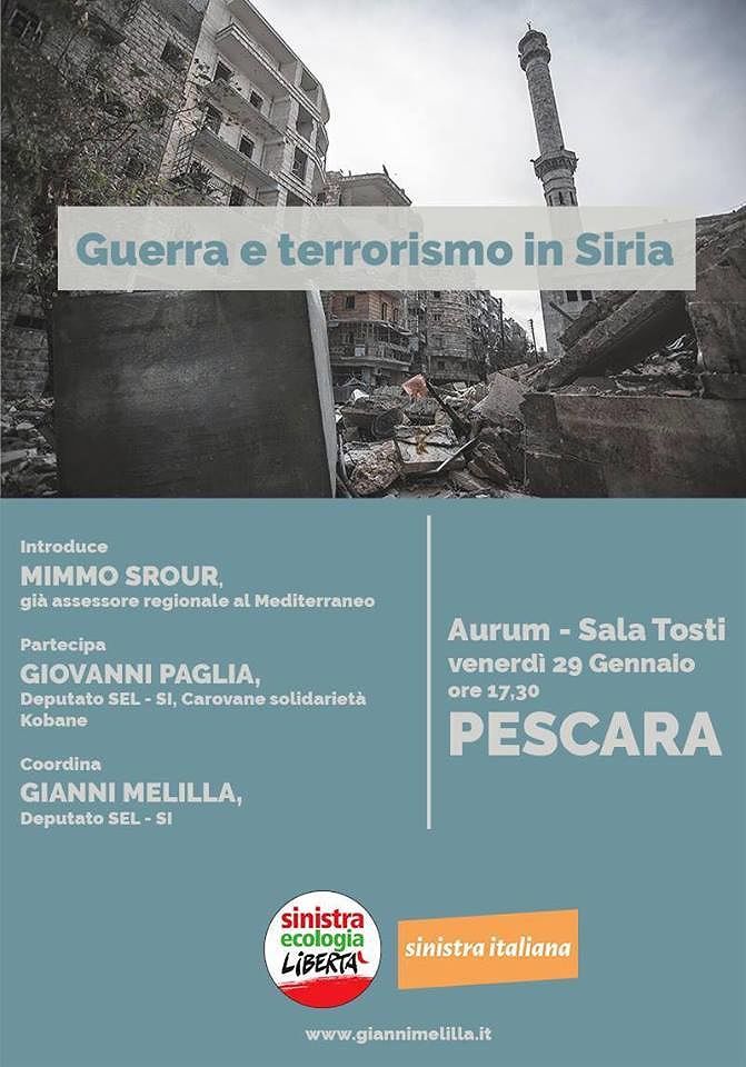 Pescara, al via l’incontro su ‘Guerra e terrorismo in Siria’