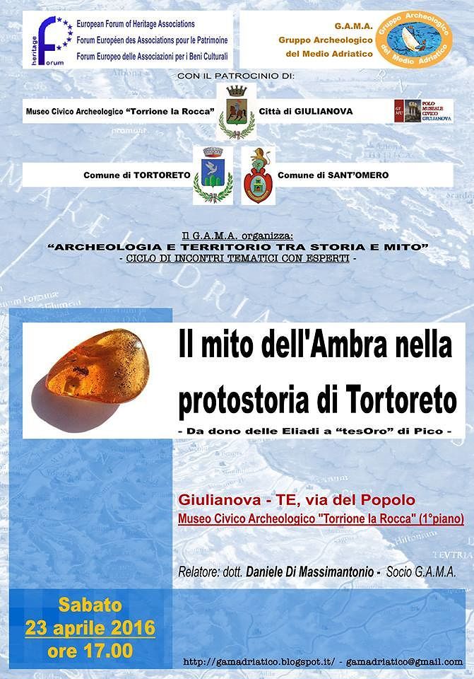 Giulianova, incontro sull’archeologia con ‘Il Mito dell’Ambra nella Protostoria di Tortoreto’