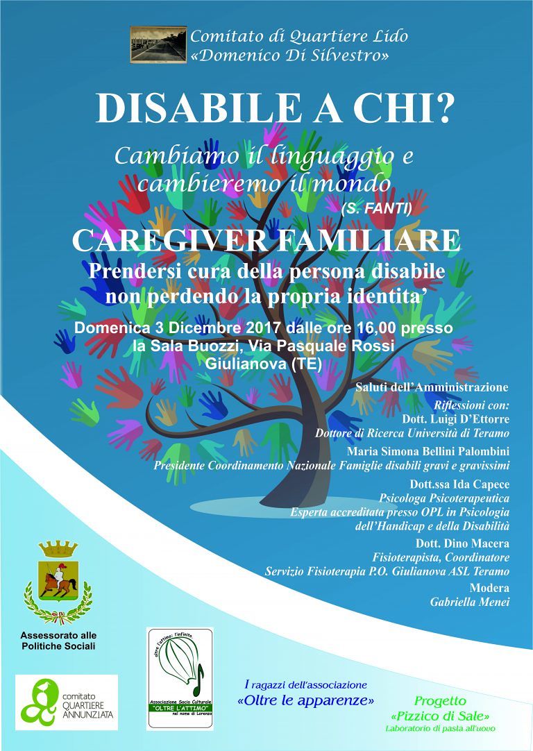 Giulianova, ‘Disabile a chi?’: incontro in Sala Buozzi sul Caregiver familiari