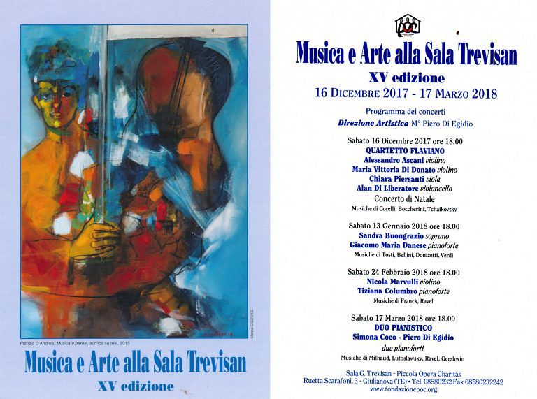Giulianova, XV edizione di Musica e Arte alla Sala Trevisan con le opere di Patrizia D’Andrea