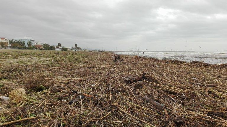 Giulianova, tonnellate di rifiuti sulla spiaggia sud (VIDEO/FOTO)