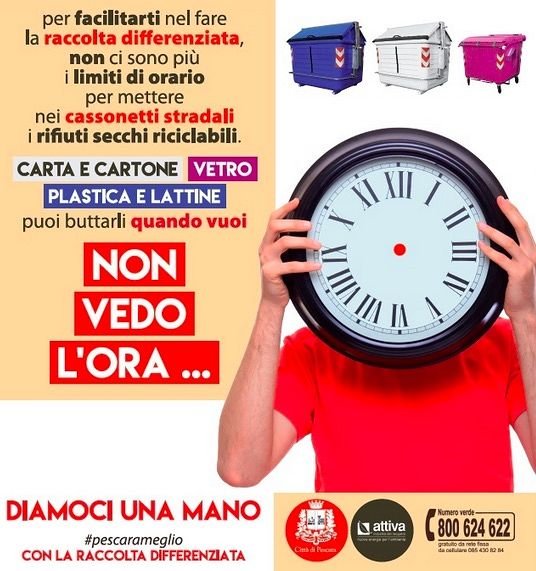 Pescara: gli orari per conferire i rifiuti nei contenitori stradali