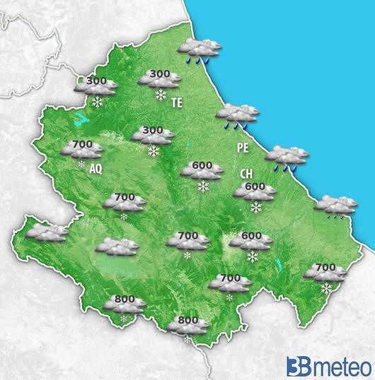 Allerta meteo in Abruzzo: la primavera porta poggia, neve e mareggiate