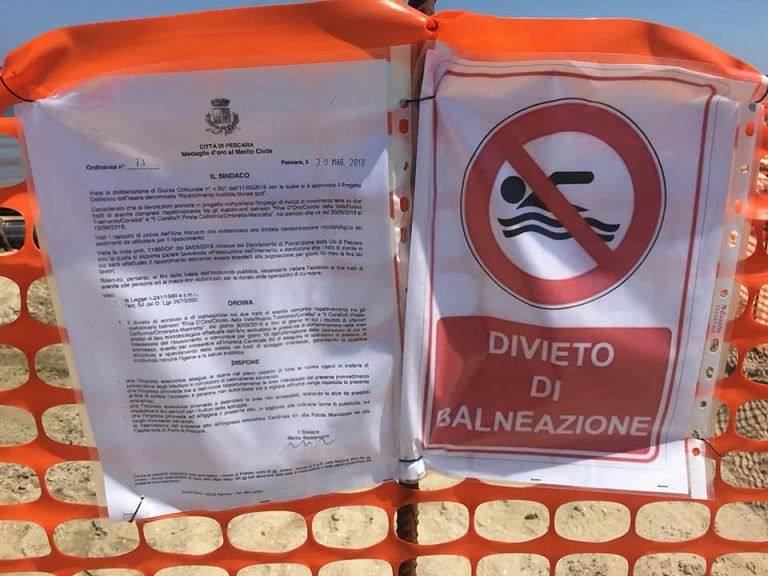 Pescara, divieto tecnico di balneazione in attesa del terzo risultato positivo