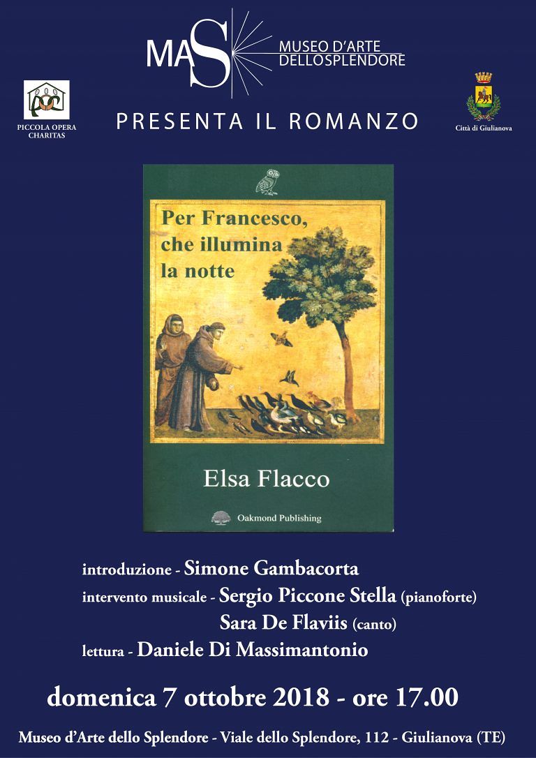 Giulianova, presentazione al MAS del romanzo ‘Per Francesco che illumina la notte’ di Elsa Flacco