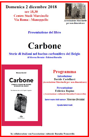 Manoppello, presentazione della ristampa del libro ‘Carbone’ di Moreno Bernini