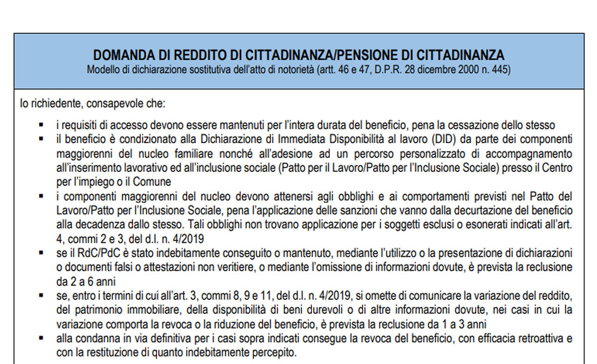 Reddito di cittadinanza, ecco il modulo per richiederlo ...