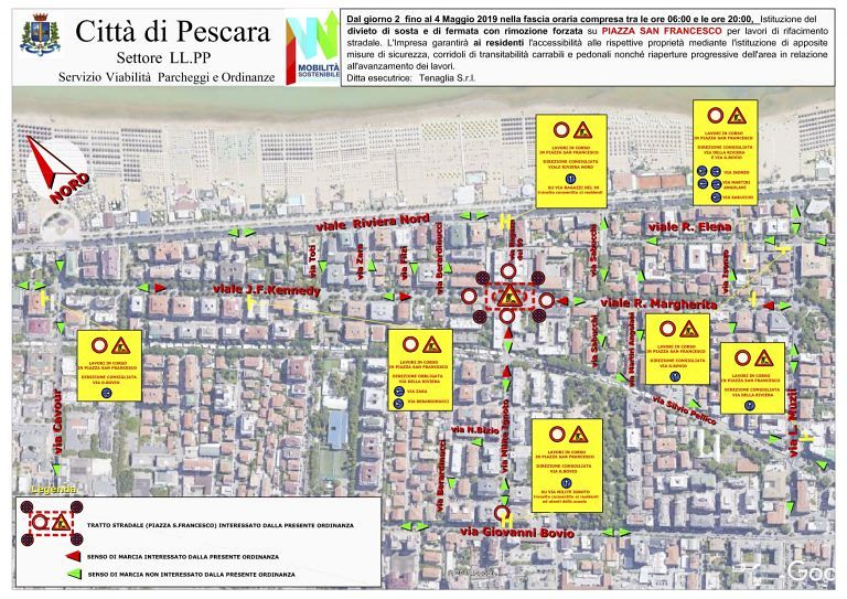 Pescara, lavori da piazza San Francesco a via Regina Margherita: LA VIABILITA’