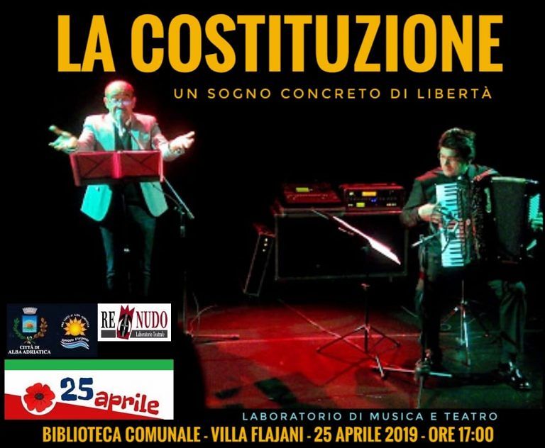 Alba Adriatica, la Costituzione: laboratorio di musica e teatro a Villa Flaiani