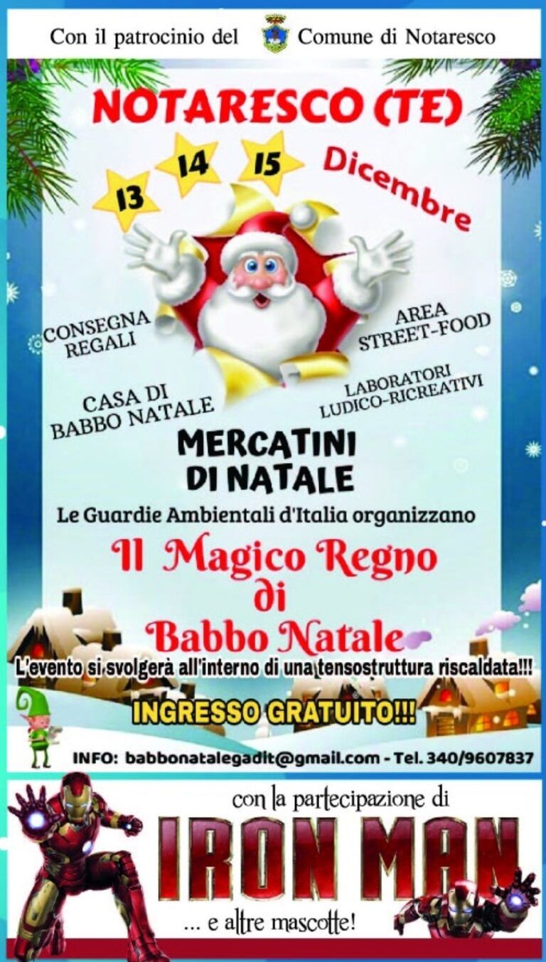 Notaresco, torna ‘Il Magico Regno di Babbo Natale’: l’evento benefico delle GADIT