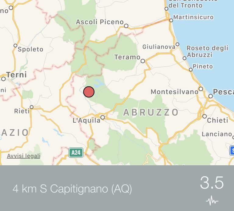 Scossa di terremoto nell’aquilano: epicentro a Capitignano