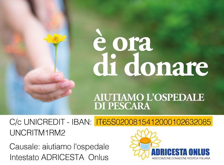 Coronavirus, Adricesta raccoglie 12mila euro per l’ospedale di Pescara: aumentano gli appelli di vip e sportivi