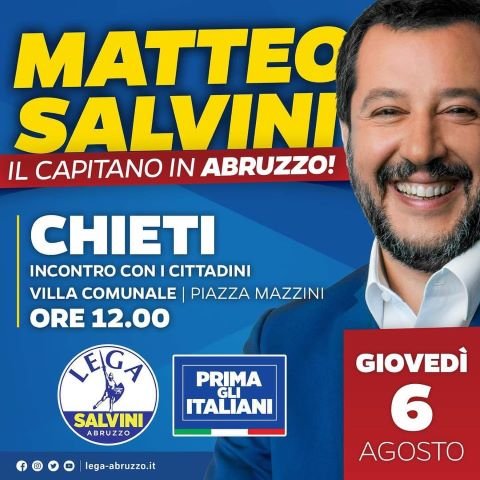 Chieti, incontro pubblico di Matteo Salvini