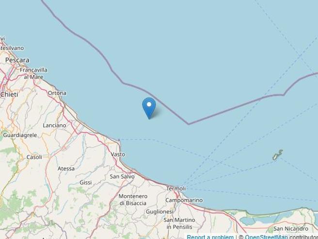 Scossa di terremoto (3.0) al largo della costa di Vasto