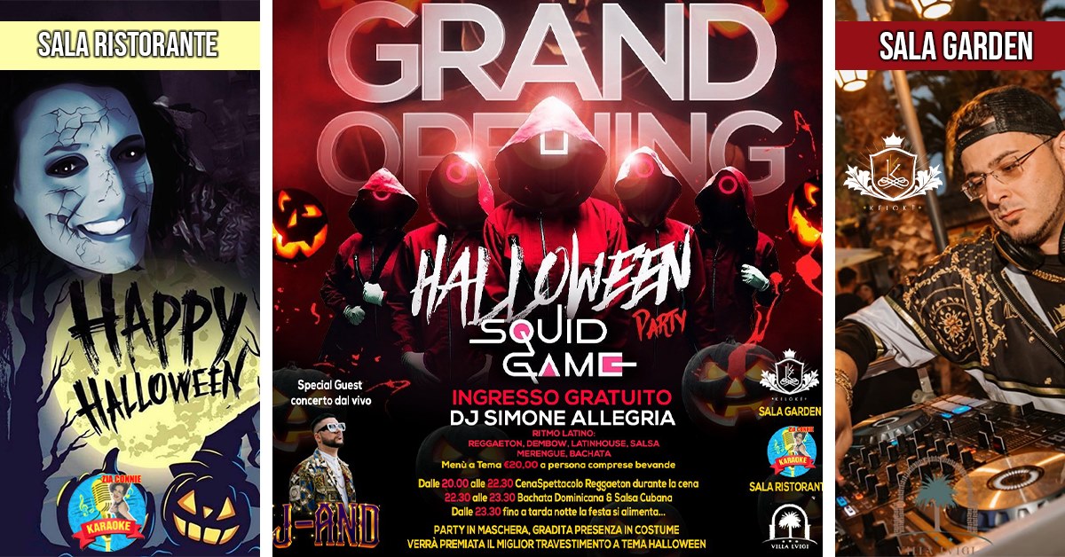 Halloween Squid Game Party al VILLA LUIGI domani 31 ottobre Abruzzo