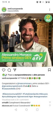 Casacanditella, Alessandro Monaco è il nuovo sindaco (il Primo Giovane Europeista Verde)
