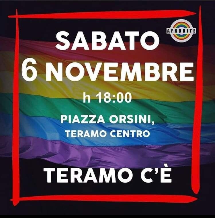 Teramo, stop al Ddl Zan: il Collettivo Afrodite manifesta in piazza Orsini