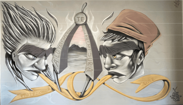 Teramo, l’artista Ivan Pilogallo dona la sua opera: il murales ‘Male Lingue’ FOTO