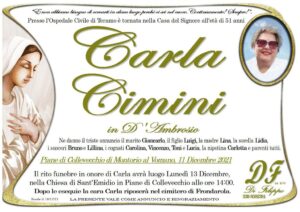 Montorio al Vomano piange la scomparsa di Carla Cimini