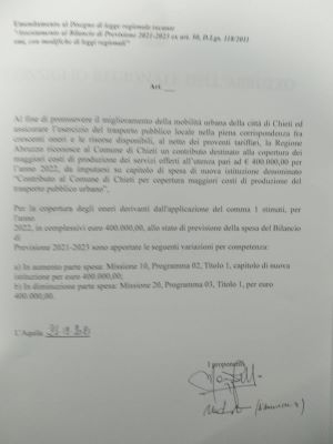 Chieti, La Panoramica. Febbo: ‘Depositato emendamento per i lavoratori’