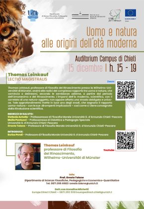 Lectio magistralis del professor Thomas Leinkauf all’Università ‘Gabriele d’Annunzio’ di Chieti-Pescara