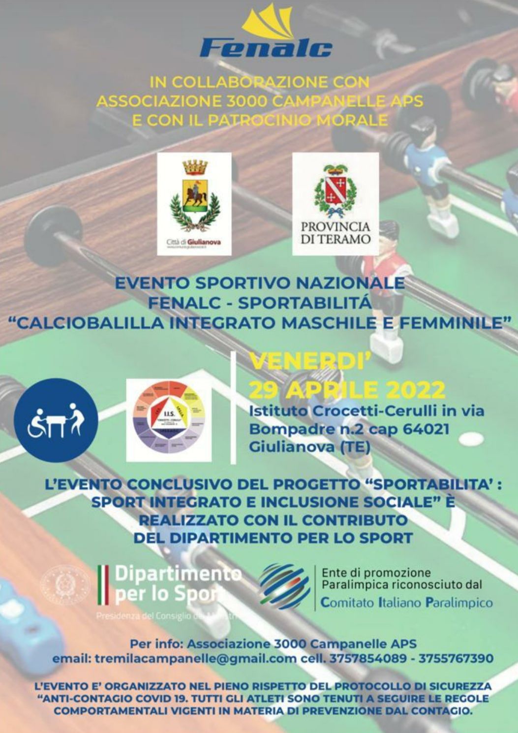 Giulianova, Evento conclusivo del Progetto Sportabilita. Calciobalilla integrato maschile e femminile