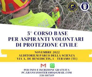 Nuovo corso per aspiranti volontari di Protezione Civile a Teramo: le informazioni