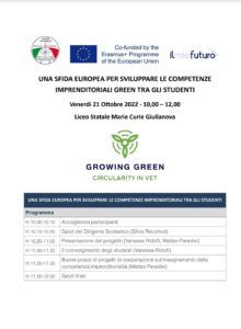 Giulianova, Erasmus+ GROWING GREEN: workshop divulgativo al Liceo “M. Curie