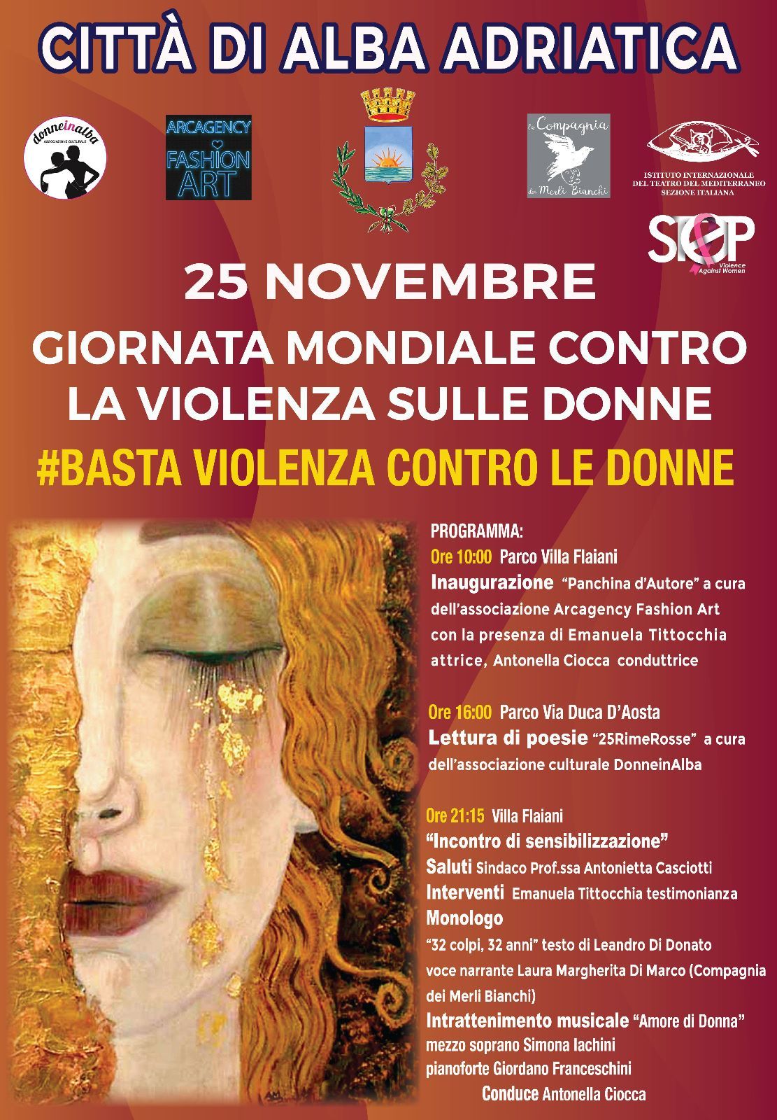Alba Adriatica, panchina d'autore ed eventi di sensibilizzazione per il 25 novembre
