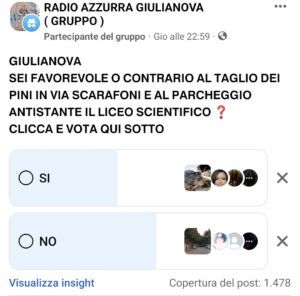 Giulianova, Radio Azzurra Giulianova: un sondaggio sul problema dei Pini