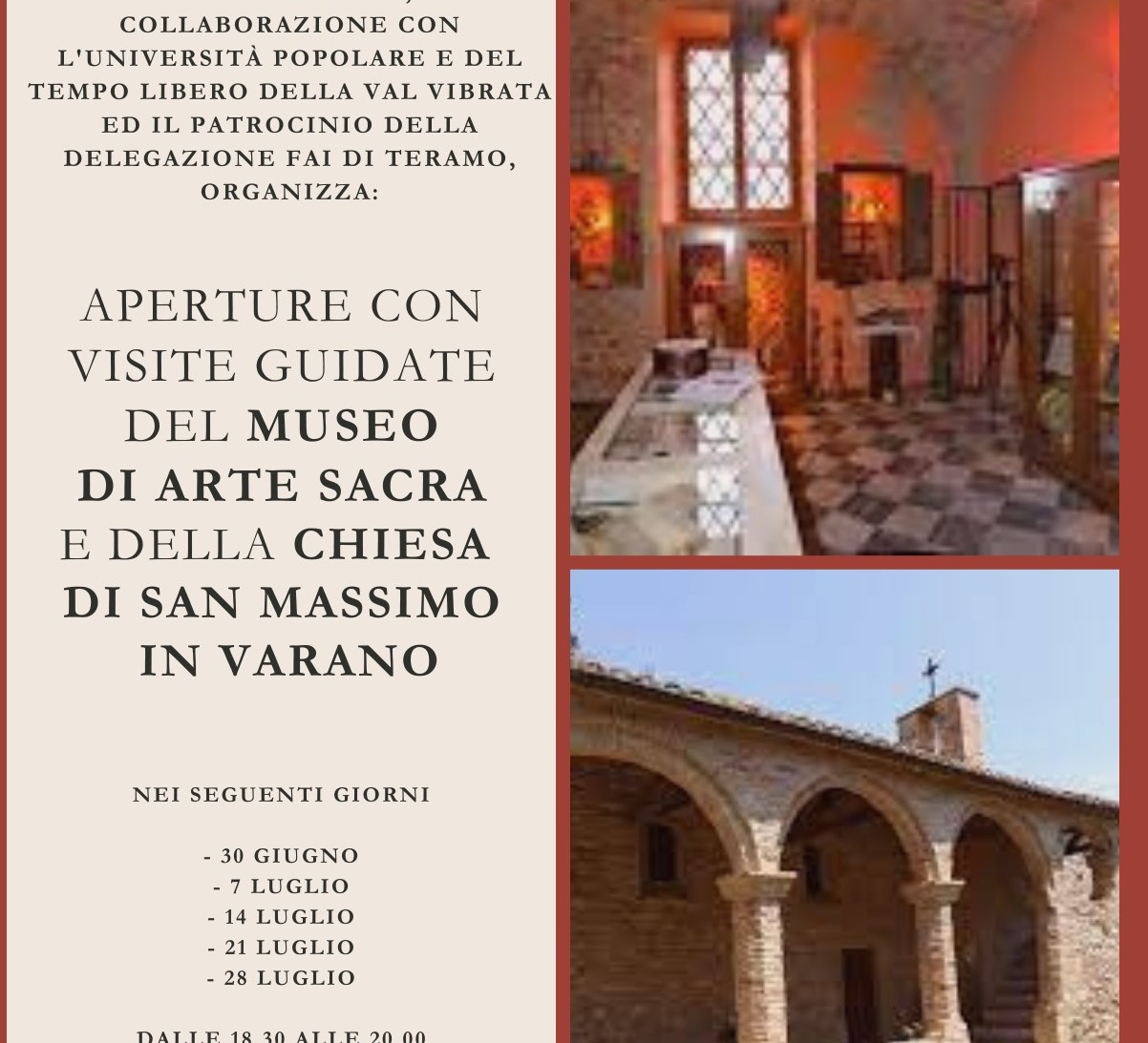 Torano Nuovo, aperture straordinarie per Museo e chiesa di San