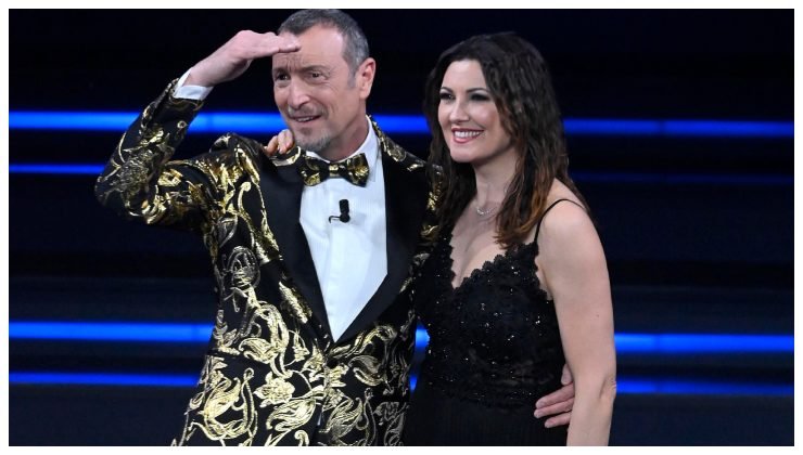 Giovanna Civitillo e Amadeus a Sanremo 2024