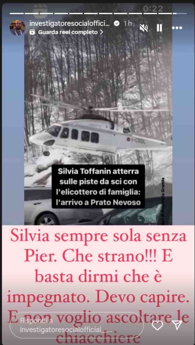 Silvia Toffanin vola in montagna senza Berlusconi