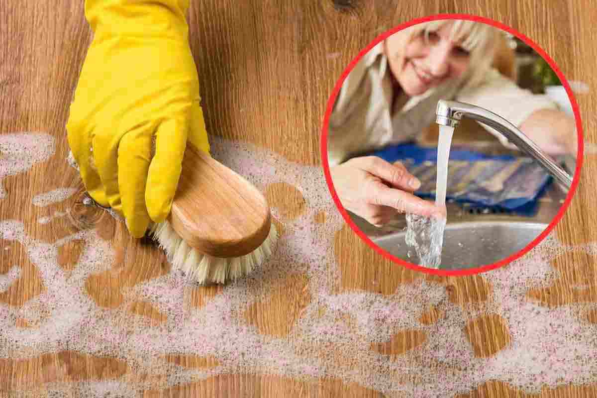 pulire i pavimenti con acqua calda o fredda