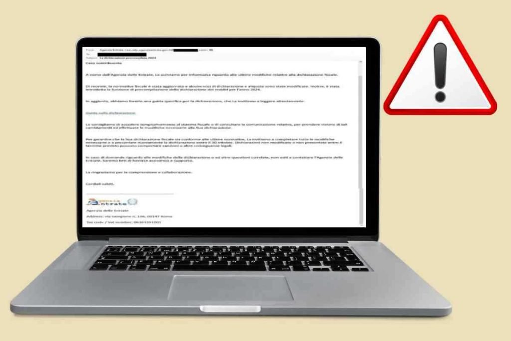 Avviso urgente email Agenzia delle Entrate