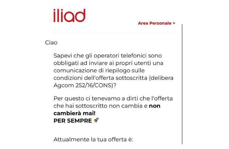 comunicazione Iliad ai clienti