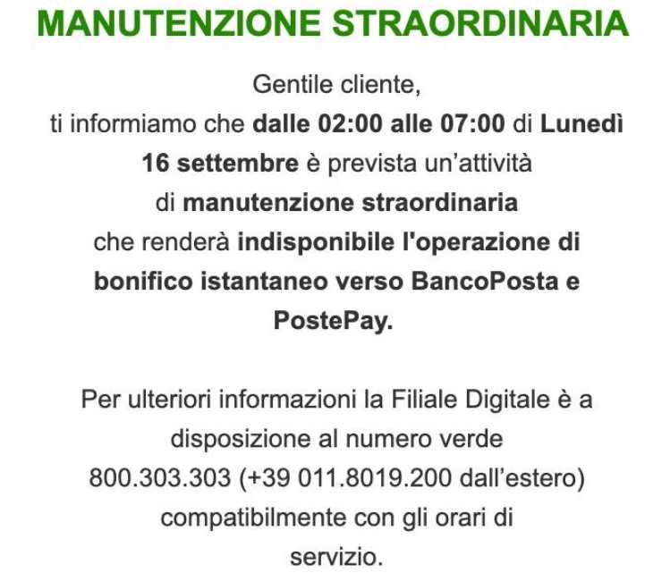 Avviso per gli utenti di intesa sanpaolo