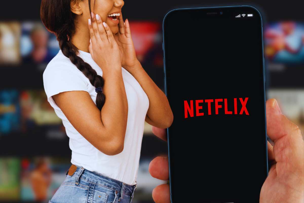 cellulare netflix donna stupita