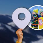 logo maps e bambini sulla neve